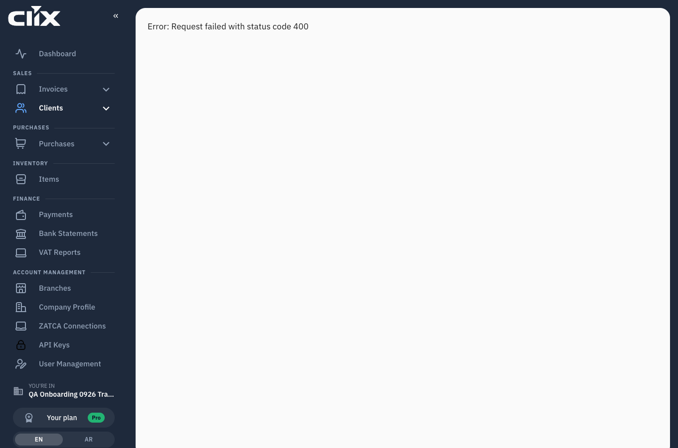 the Add client form