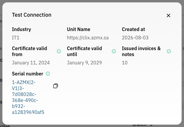 the More Details panel of a connection