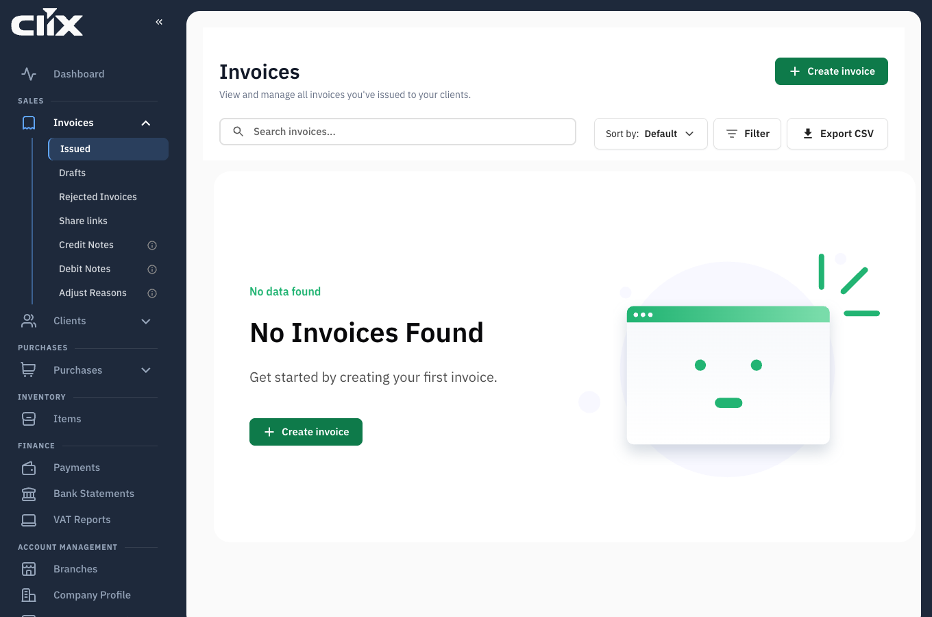 the All invoices list with numbered callouts