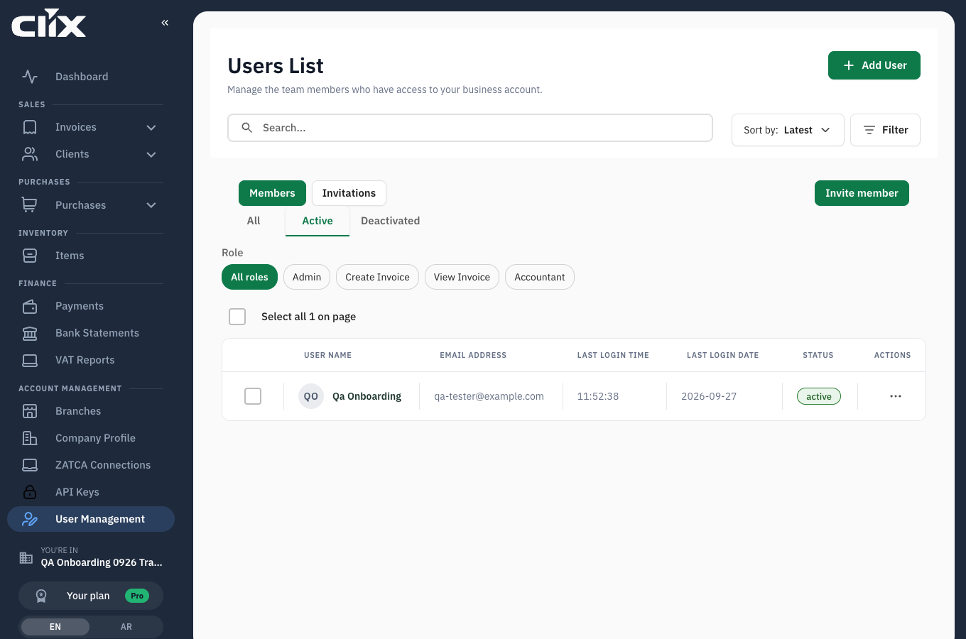 the Users List with the Members and Invitations tabs